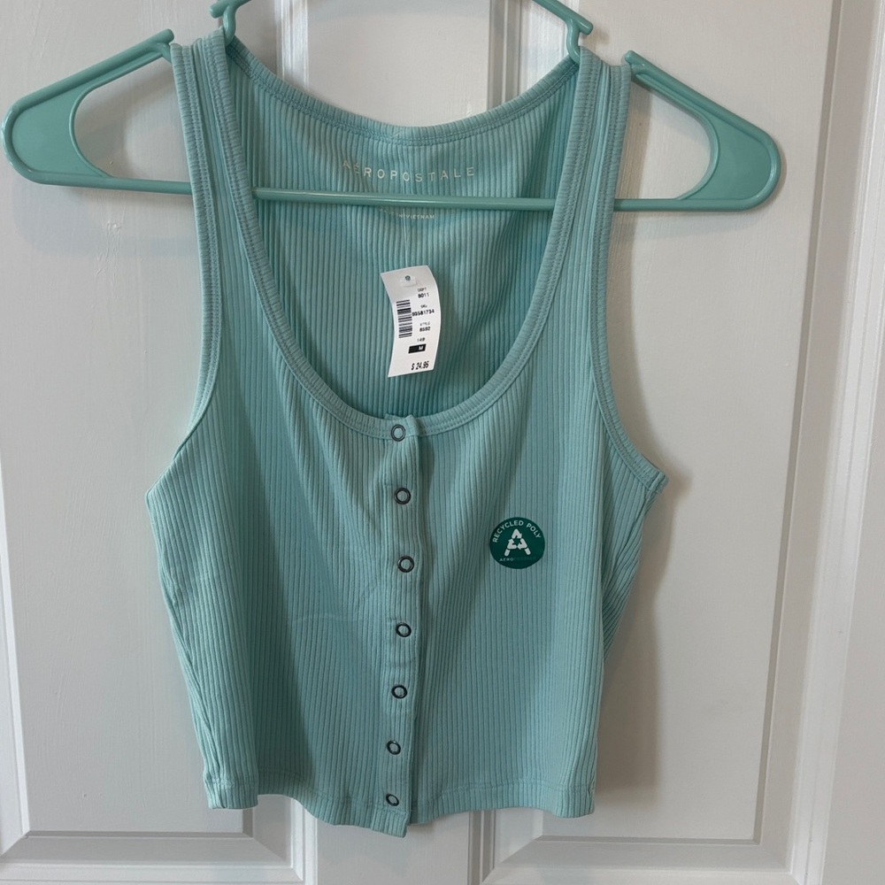 Aeropostale Teal Button-Front Tank Top